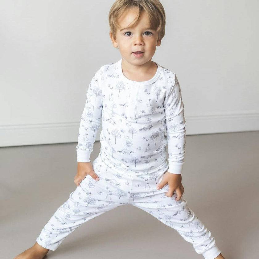 Gray Raccoon Pima Long Pajama Set