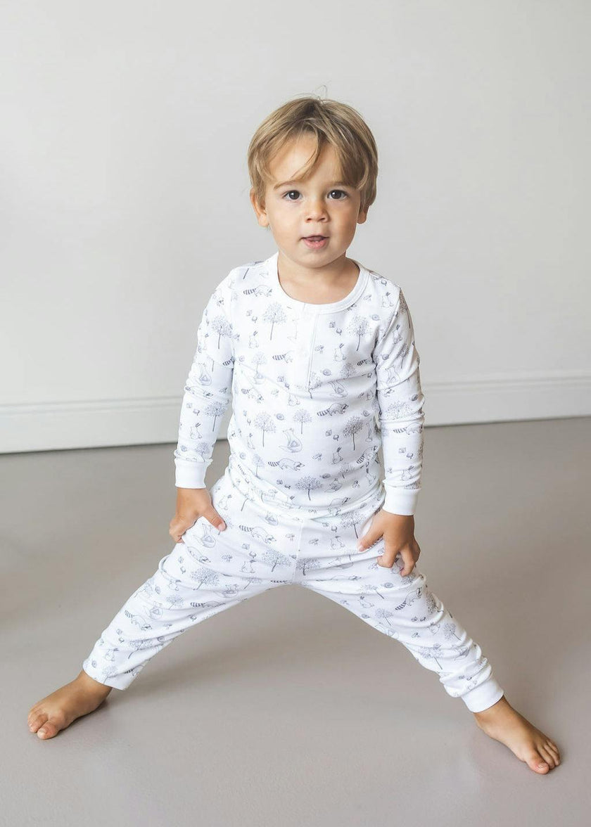 Gray Raccoon Pima Long Pajama Set