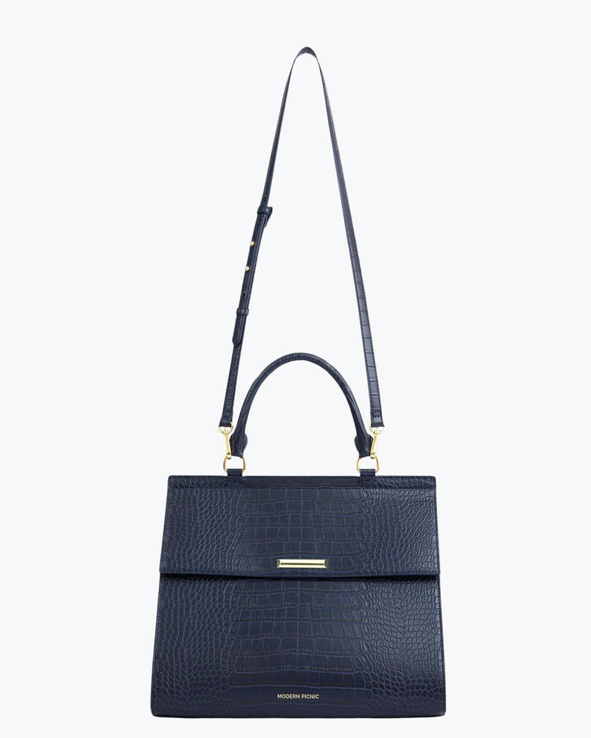 Large, Insulated, Chic Lunchbox, Navy Croc
