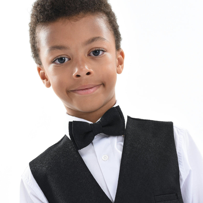 Black Print Vest & Bowtie