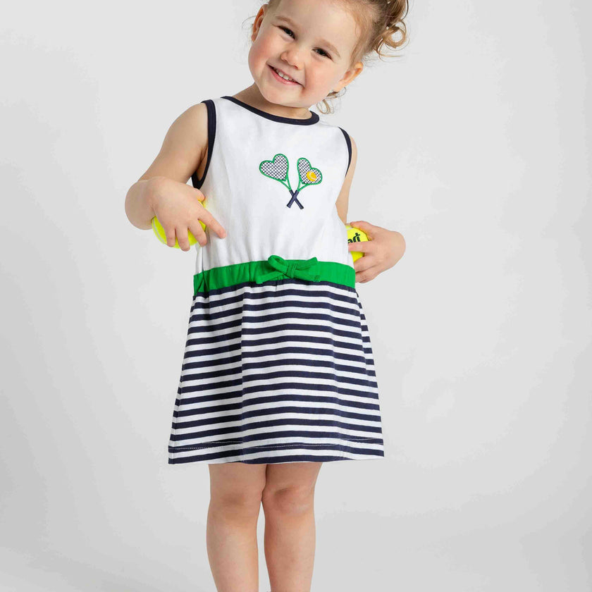 Stripe Knit Dress with Tennis Rackets
