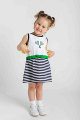 Stripe Knit Dress with Tennis Rackets