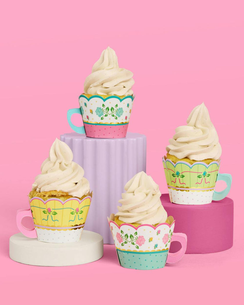 Tea Party Cupcake Wrappers - 24 pc tea cup set