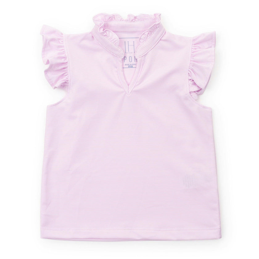 Ellie Girls' Sleeveless Performance Top by LH Sport Pink Stripes (Past Season)