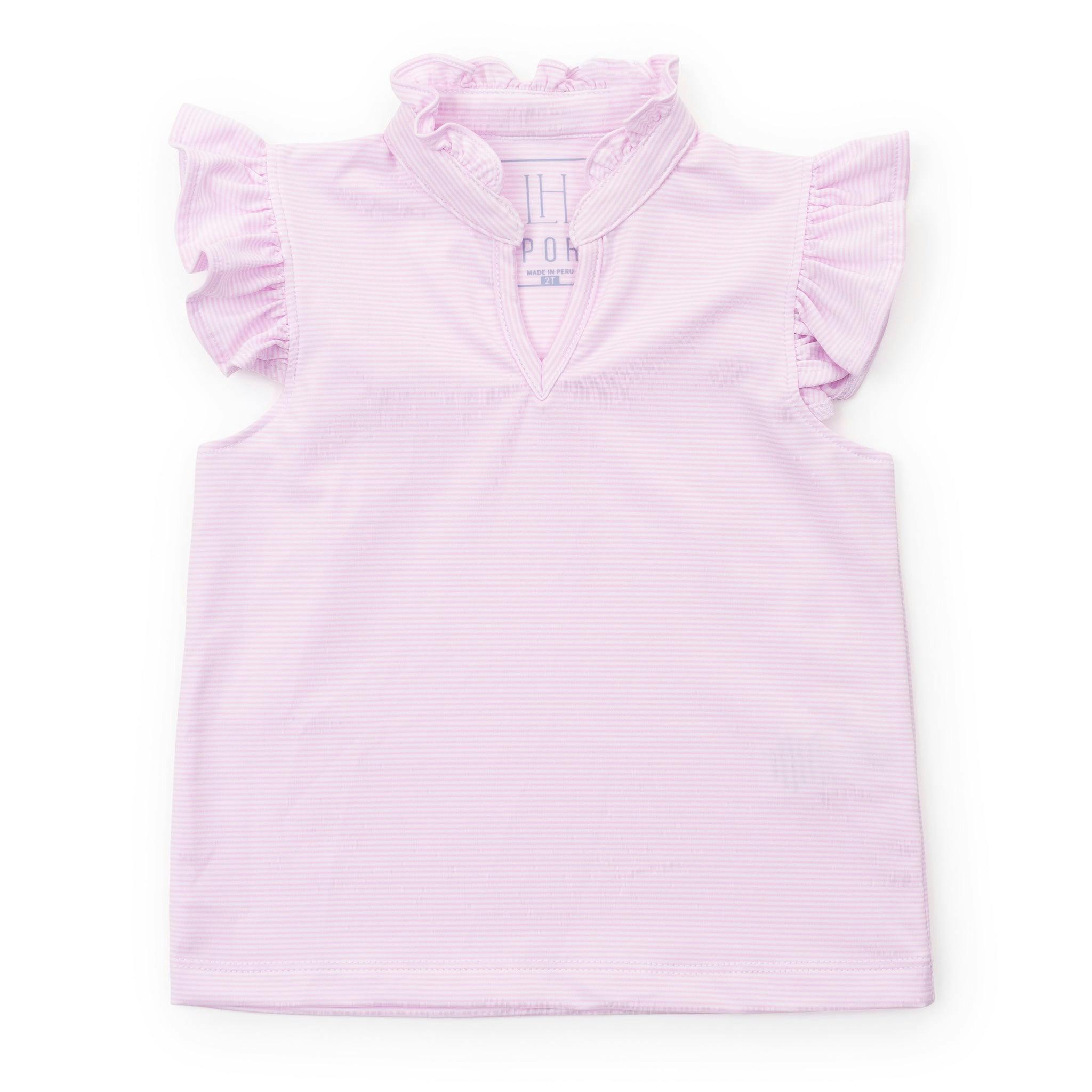 Ellie Girls' Sleeveless Performance Top by LH Sport Pink Stripes (Past Season)