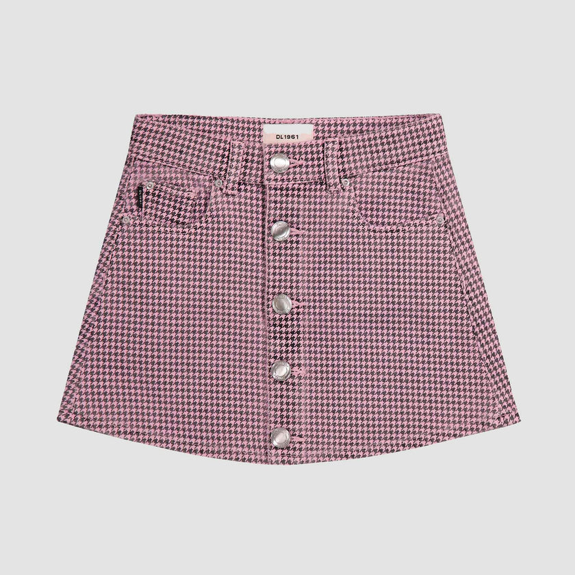 Jenny Mini Skirt | Pink Houndstooth