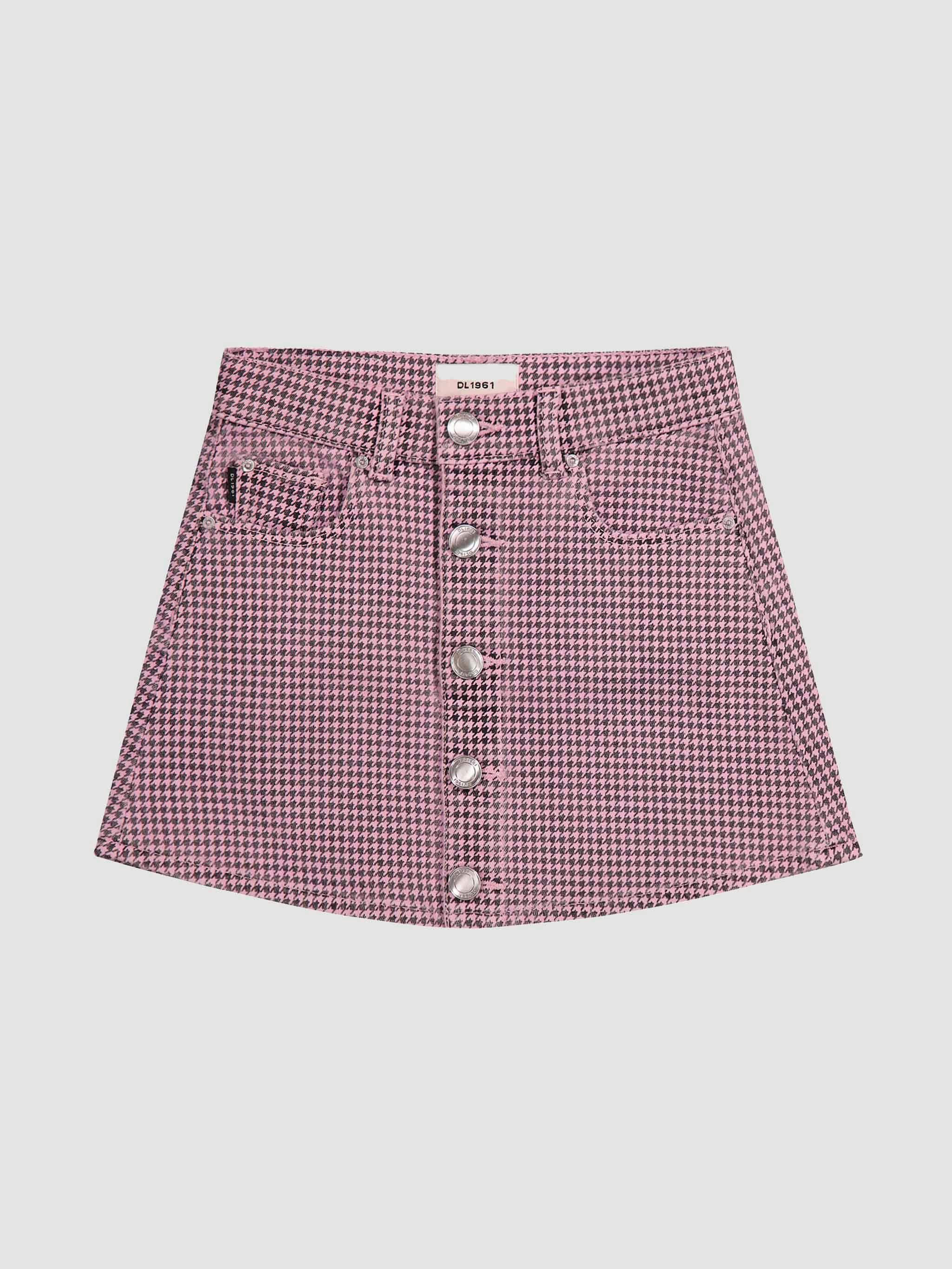 Jenny Mini Skirt | Pink Houndstooth