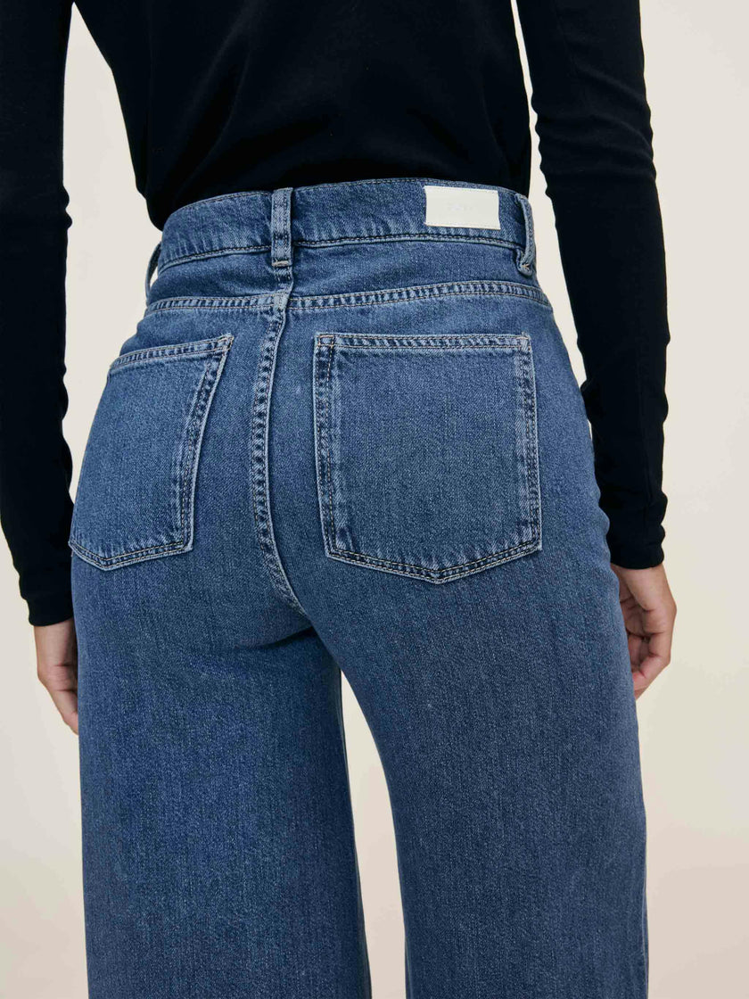 Hepburn Wide Leg High Rise Ankle Jeans Del Ray