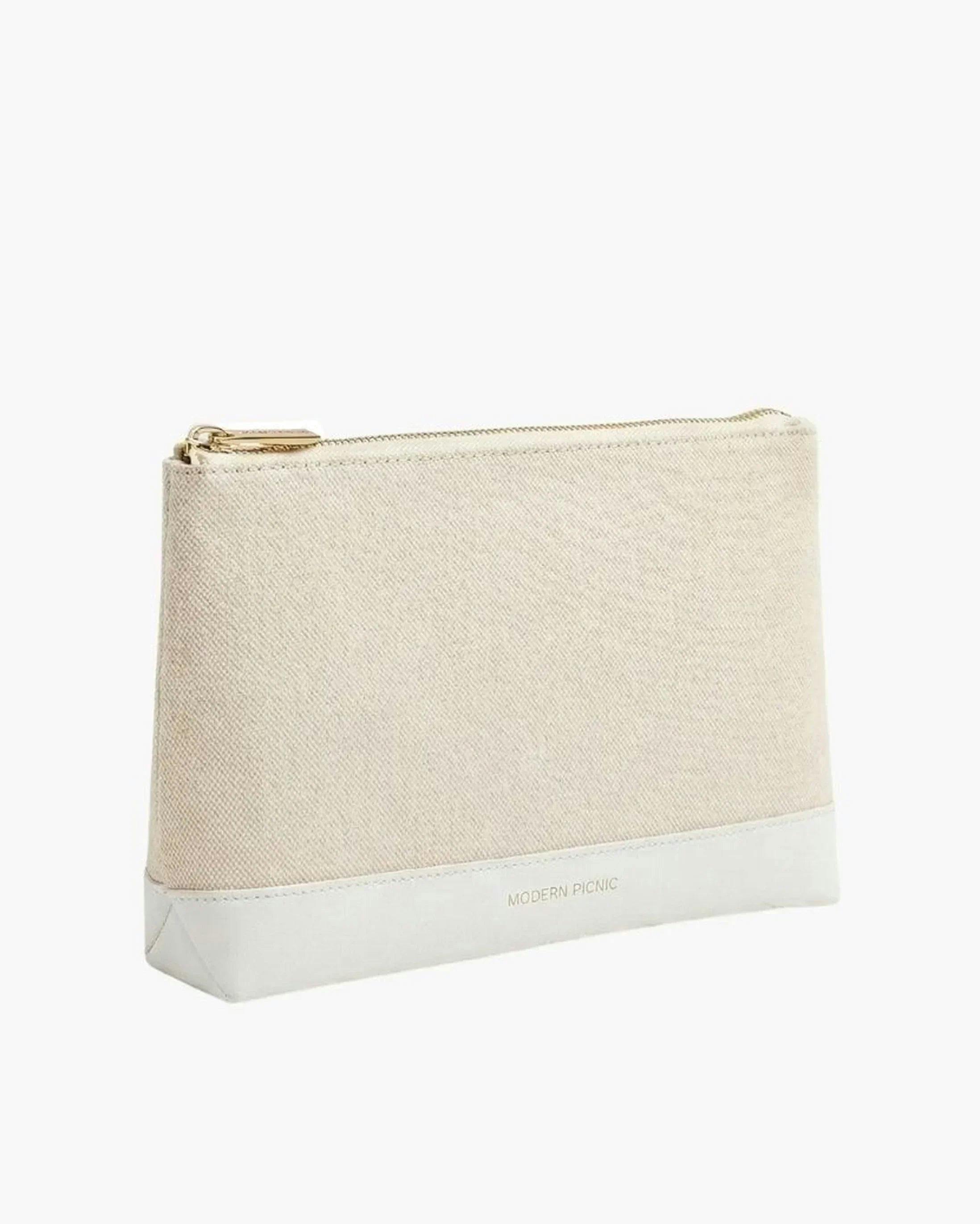 Insulated Small Snack Pouch, White Canvas
