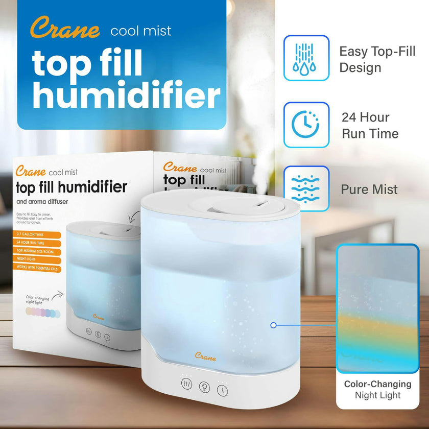 0.7 Gallon Top Fill Cool Mist Humidifier and Aroma Diffuser
