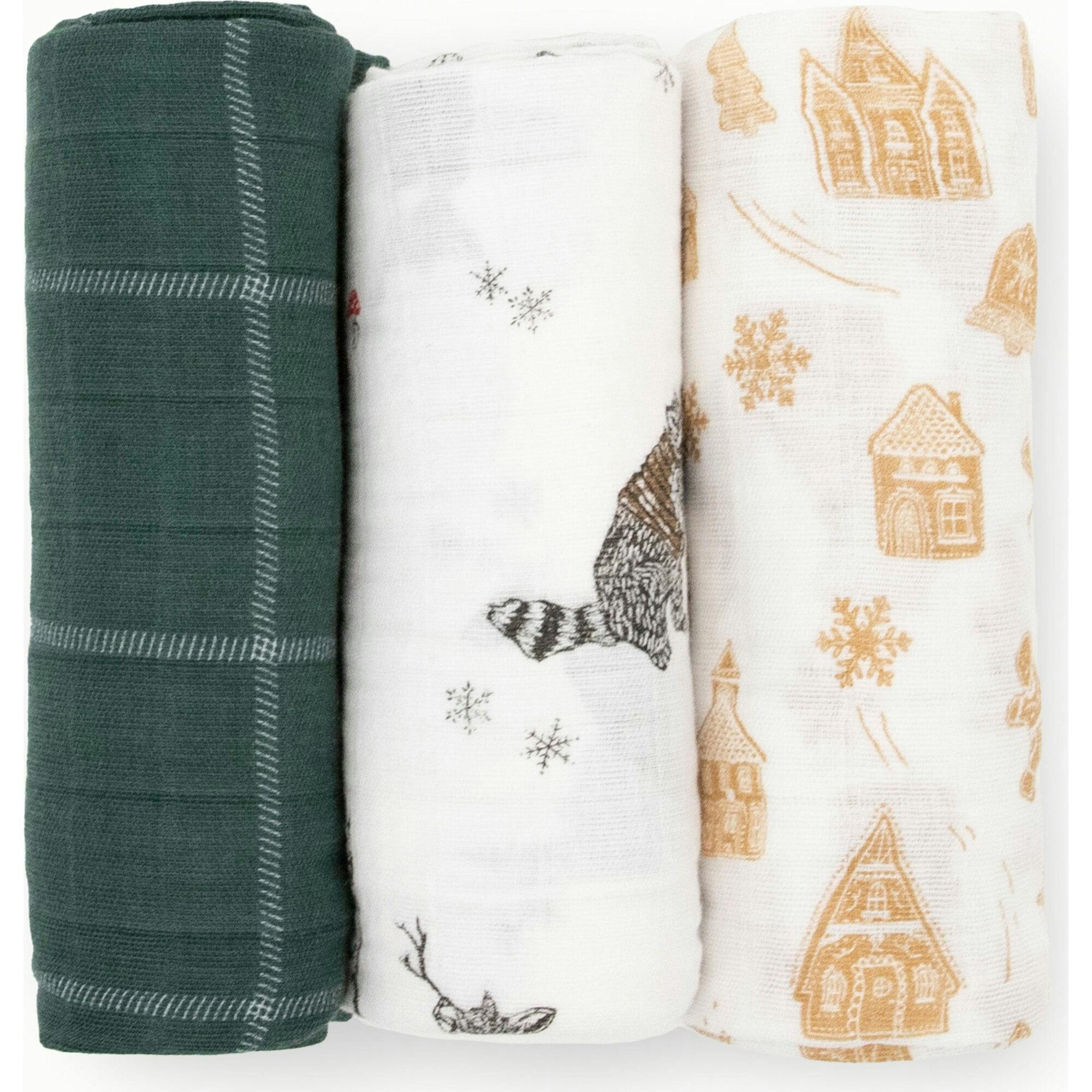 Cotton Muslin Swaddle Blanket 3 Pack - Snow Day