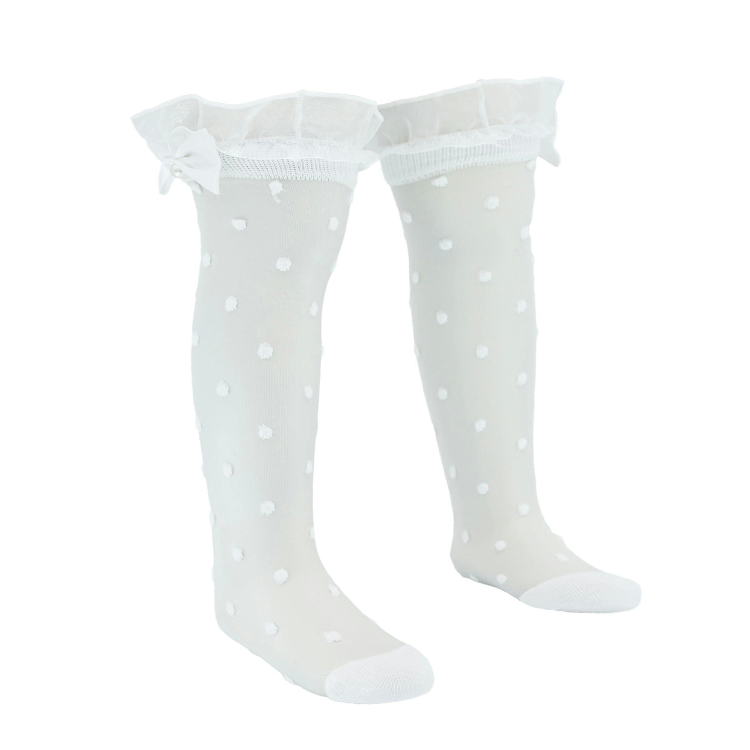 Transparent Polka-Dot Bow Trim Socks