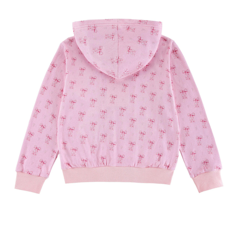 Soft Fleece Zip-up Hoodie, Lovely Bow