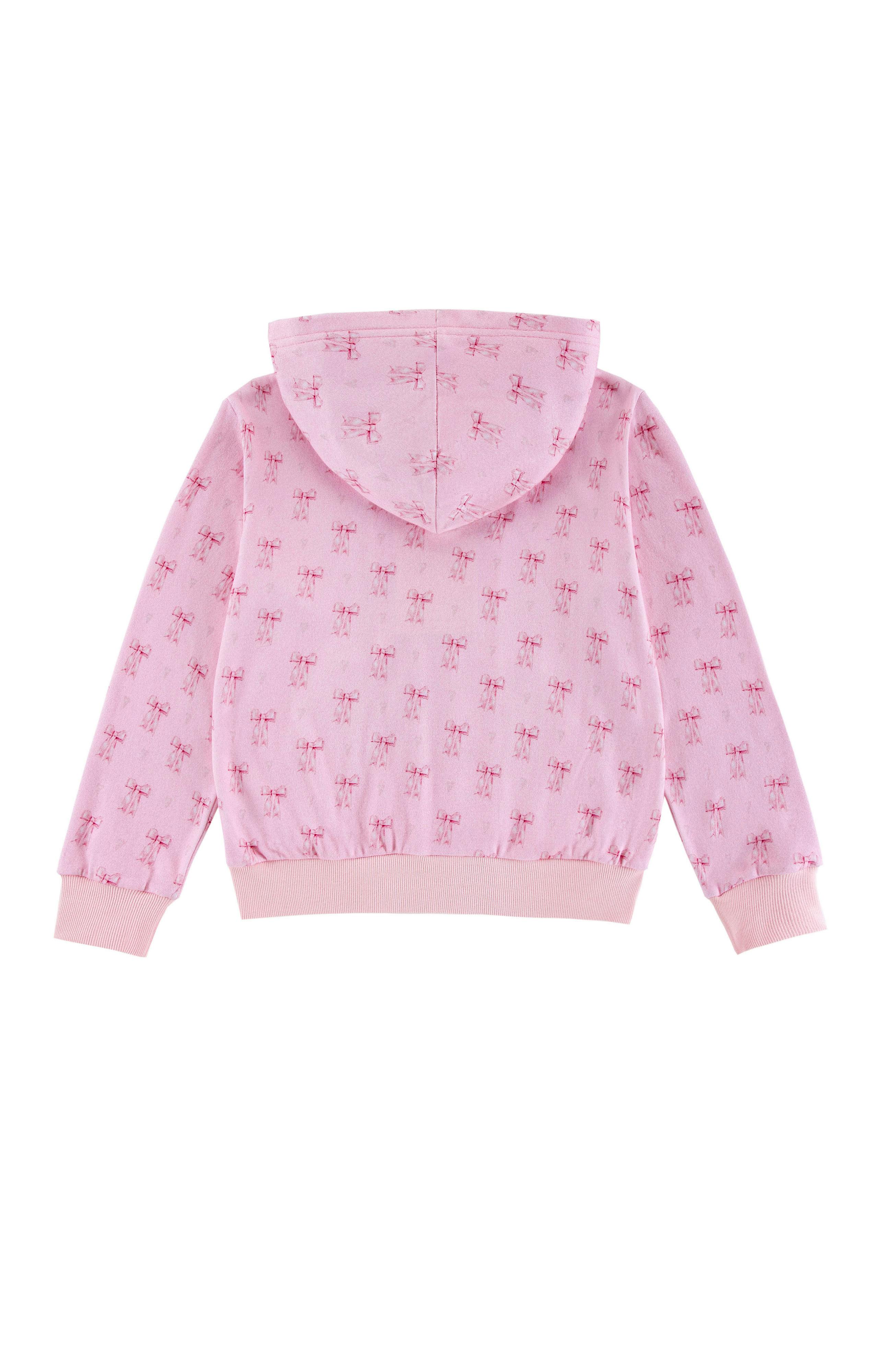 Soft Fleece Zip-up Hoodie, Lovely Bow