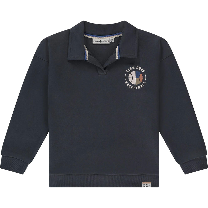 Basketball Emblem Polo Sweatshirt
