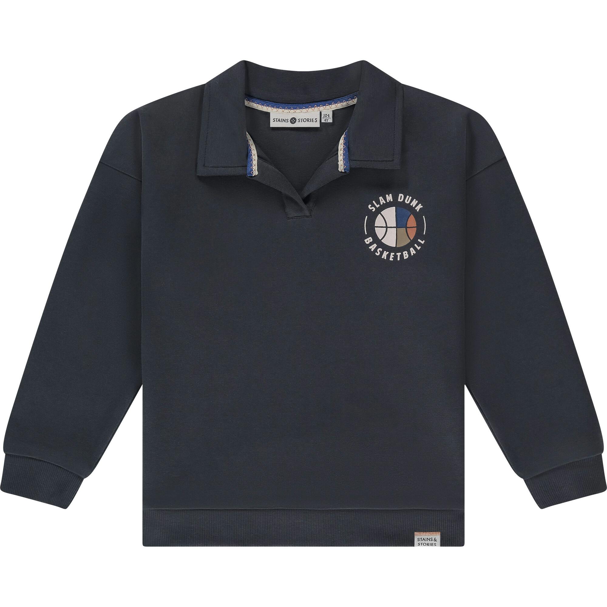 Basketball Emblem Polo Sweatshirt