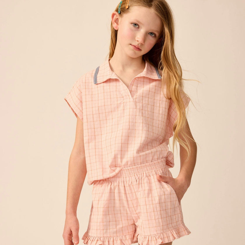 Ruffle Shorts in Pink Plaid