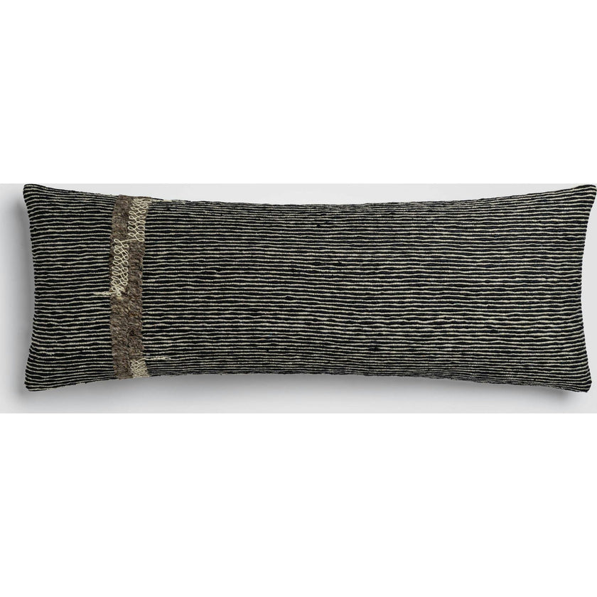 Geo Stripe Black & White Geometric Lumbar Pillow
