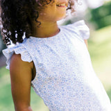 Girls Slate Floral Ruffle Sleeve Rashguard One Piece