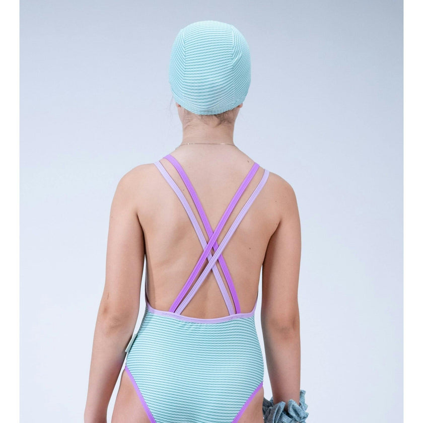 Textured Water Stripes Cap, Green