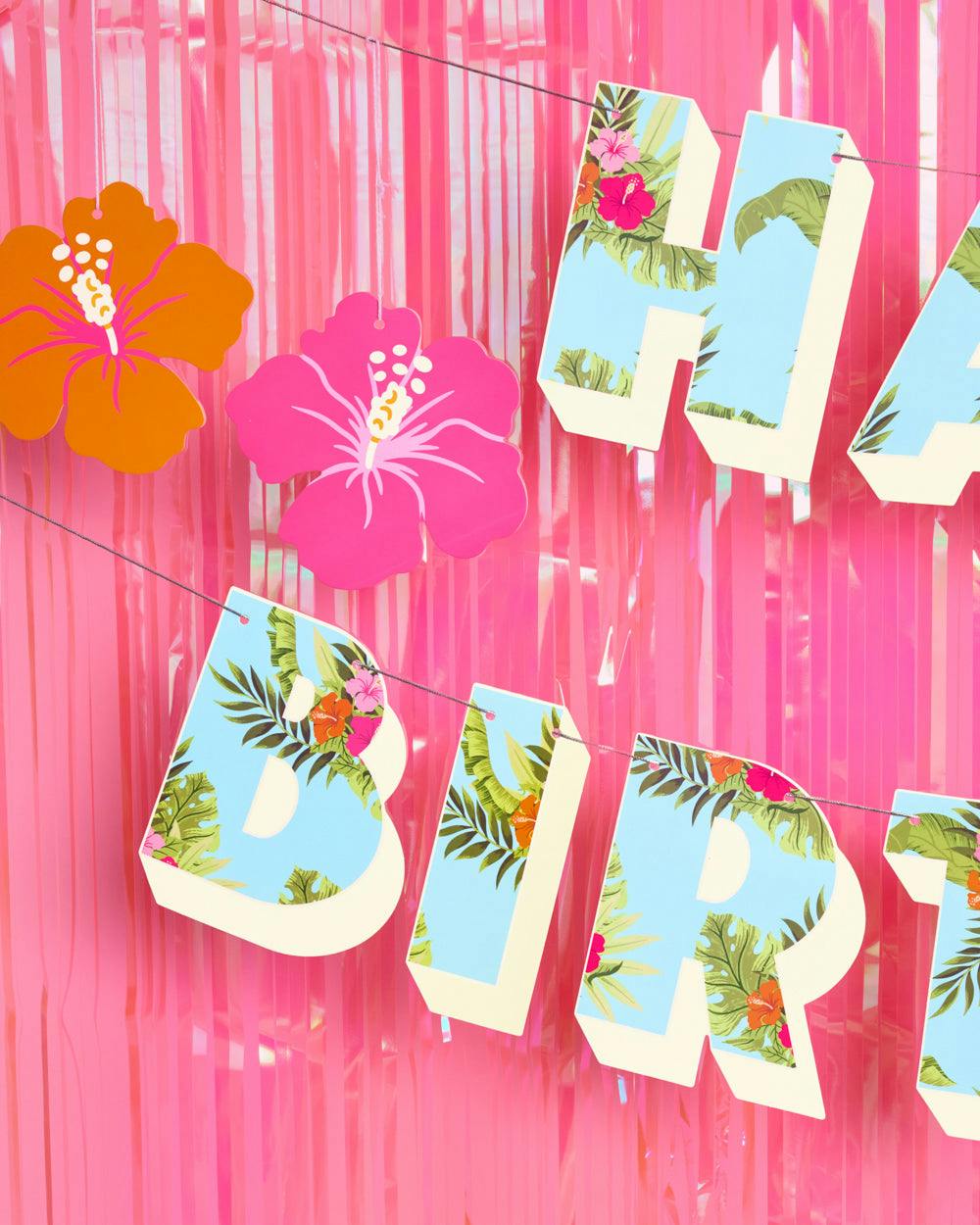 Tropical Birthday Banner - matte colorful banner