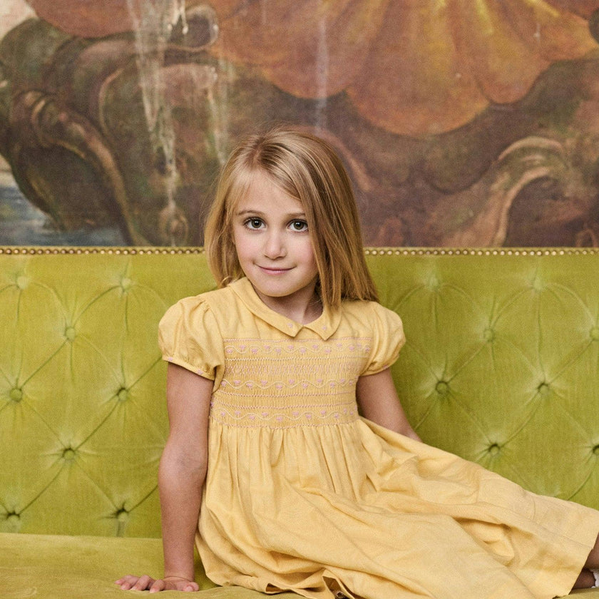 Nicky Hilton x La Coqueta Lemon Dolly Girl Hand-Smocked Dress