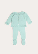 Diamond Openwork Three Piece Knitted Set in Sage Green (1-9mths)