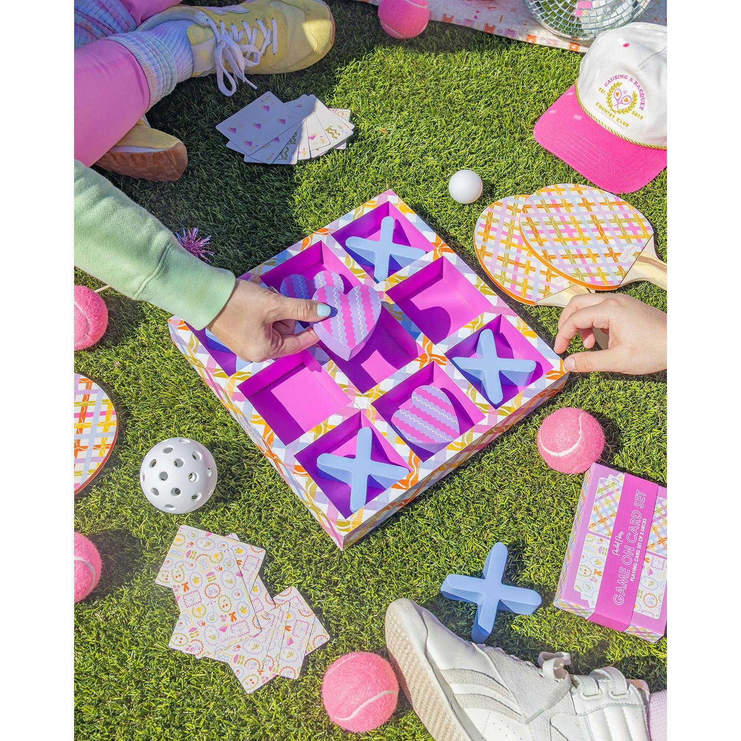 Packed Party Tic-Tac-Totally Fun Preepy Plaid Hearts Game Set