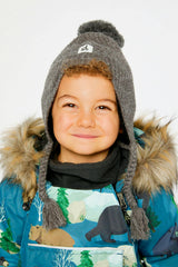 Winter Peruvian Knit Hat with Pompom Cool Dark Grey