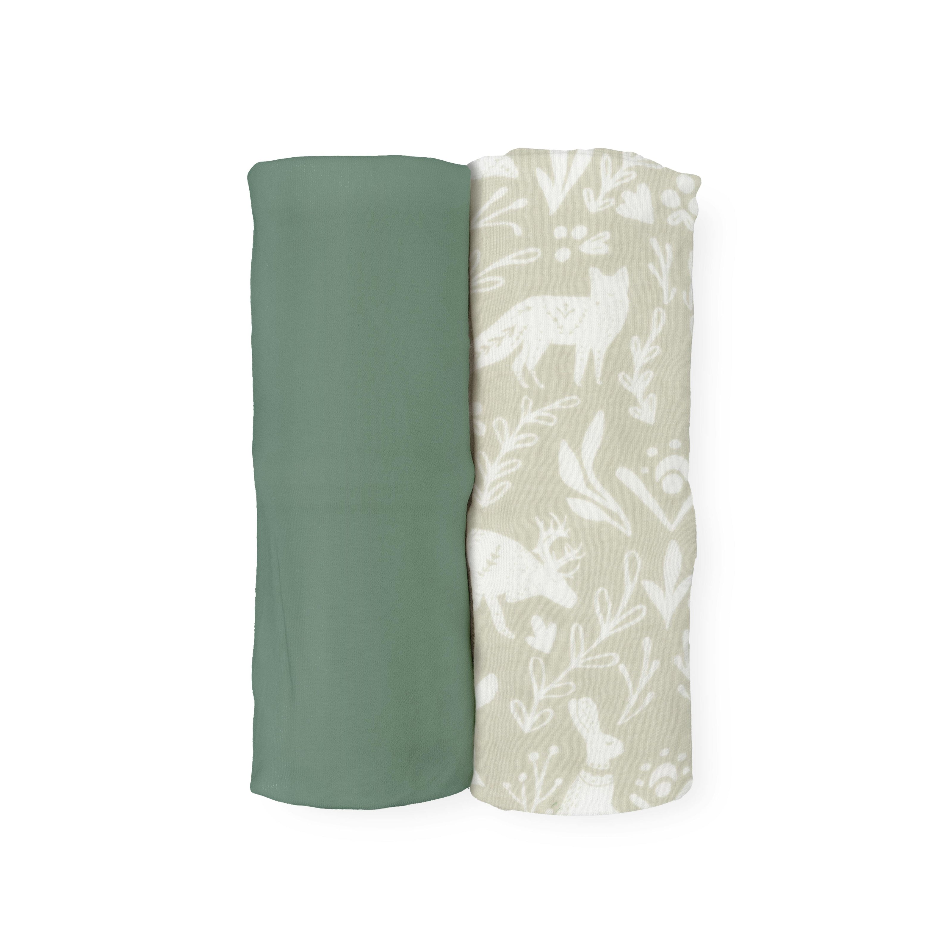Stretch Knit Swaddle Blanket 2 Pack - Folk Fauna