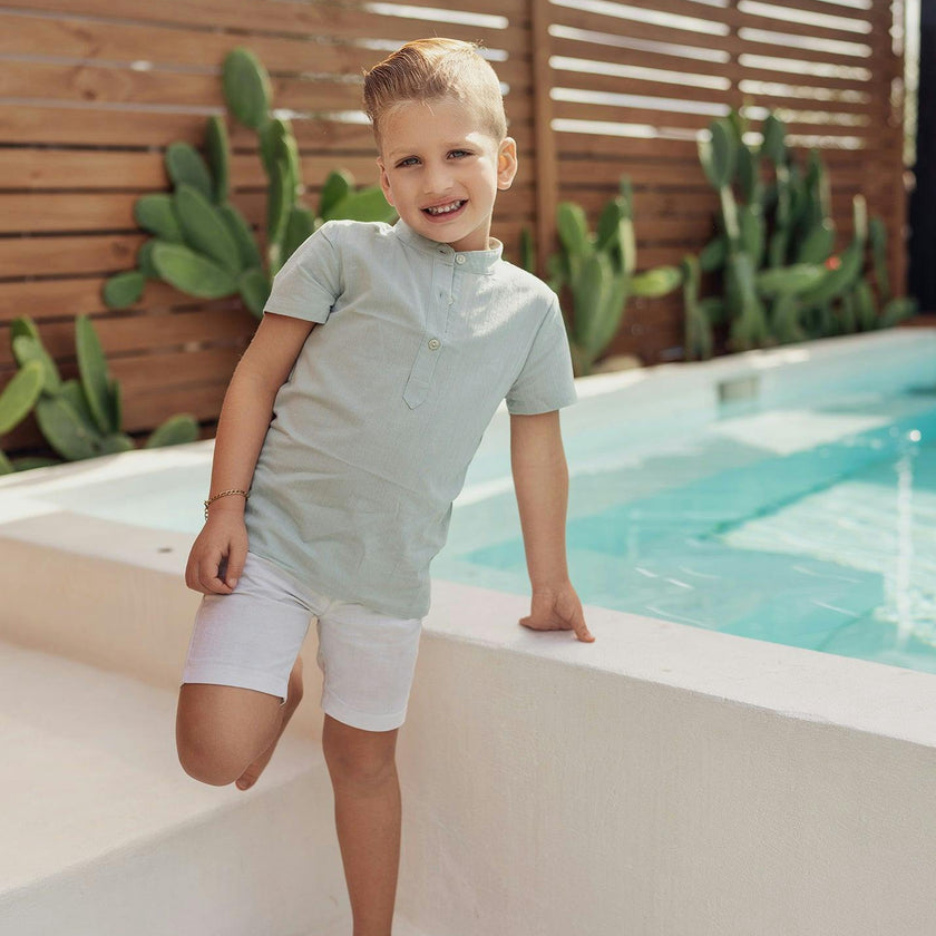 Smocked Floral Boys Shirt