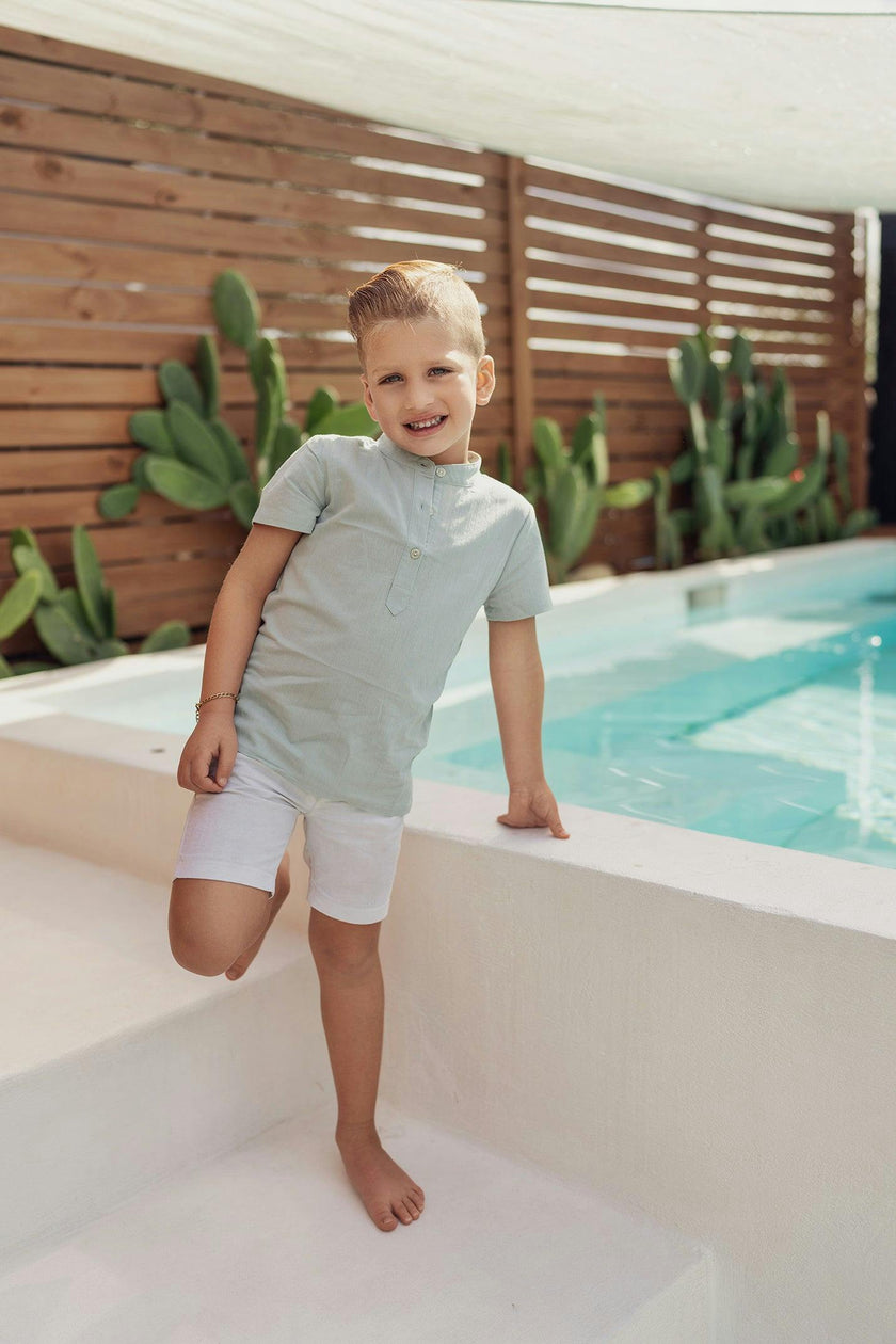 Smocked Floral Boys Shirt