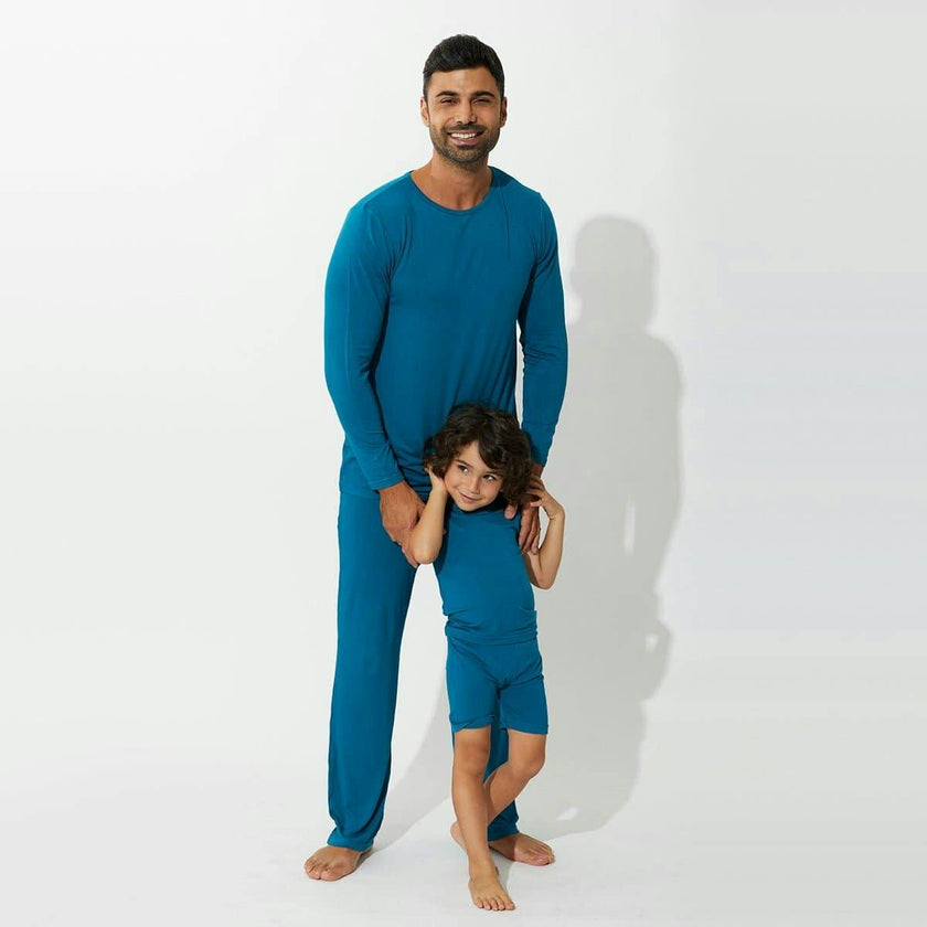 Teal Blue Bamboo Kids Pajama Short Set