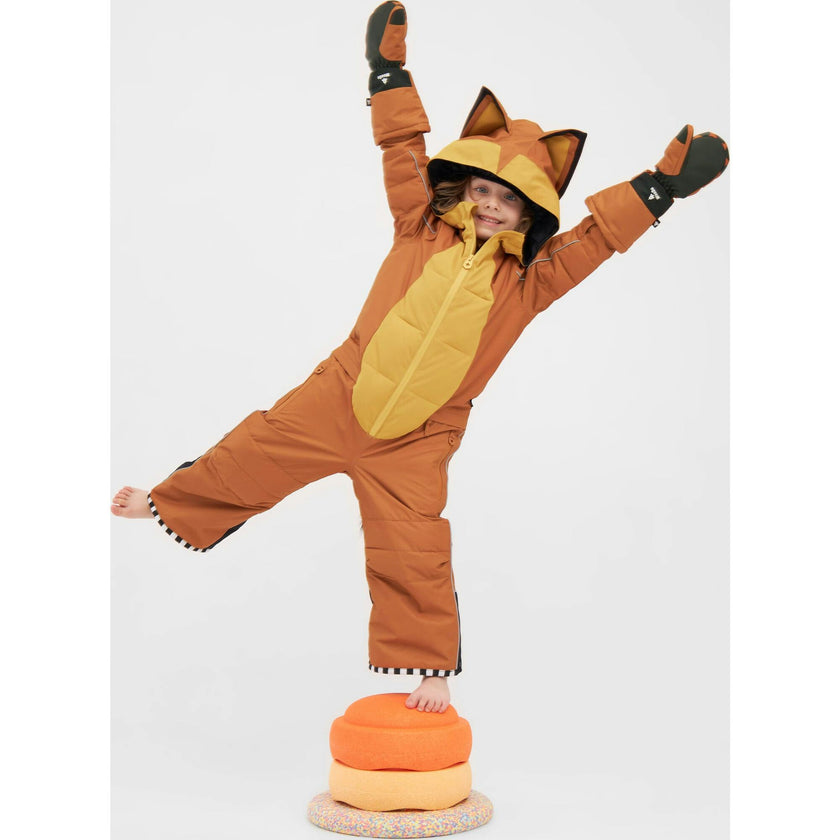 Foxdo Adjustable Hood Waterproof Zipper Snowsuit, Brown