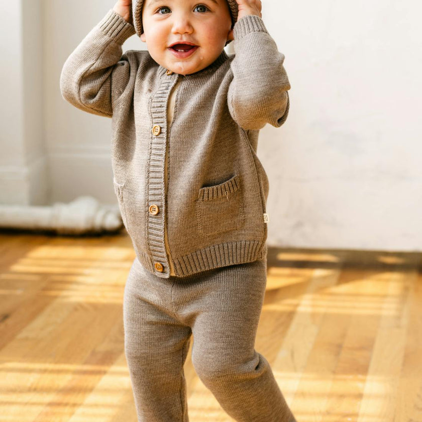 Merino Wool Baby Gift Set in Heather Brown