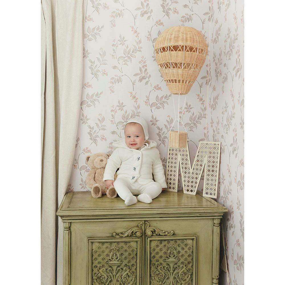 Plush Print Girls' Jacket Layette Set Ivory & Pink