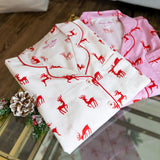 Women's Reindeer Red Short PJ Set - Organic Cotton Poplin