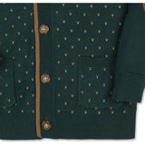 Organic Long Sleeve Tipped Cardigan Sweater, Green