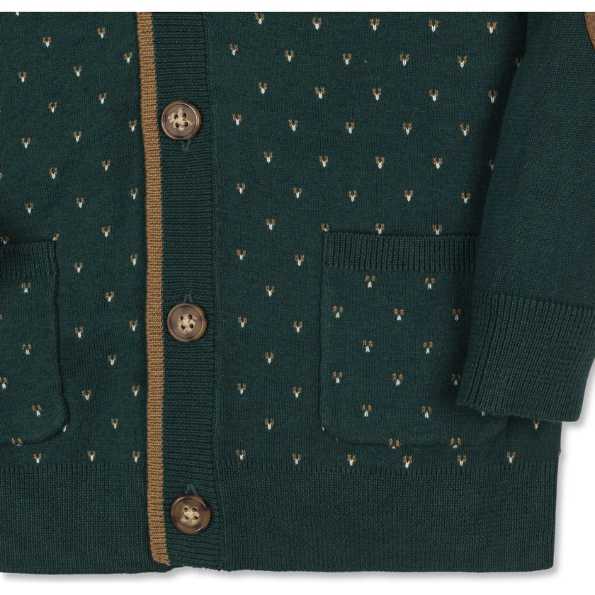 Organic Long Sleeve Tipped Cardigan Sweater, Green