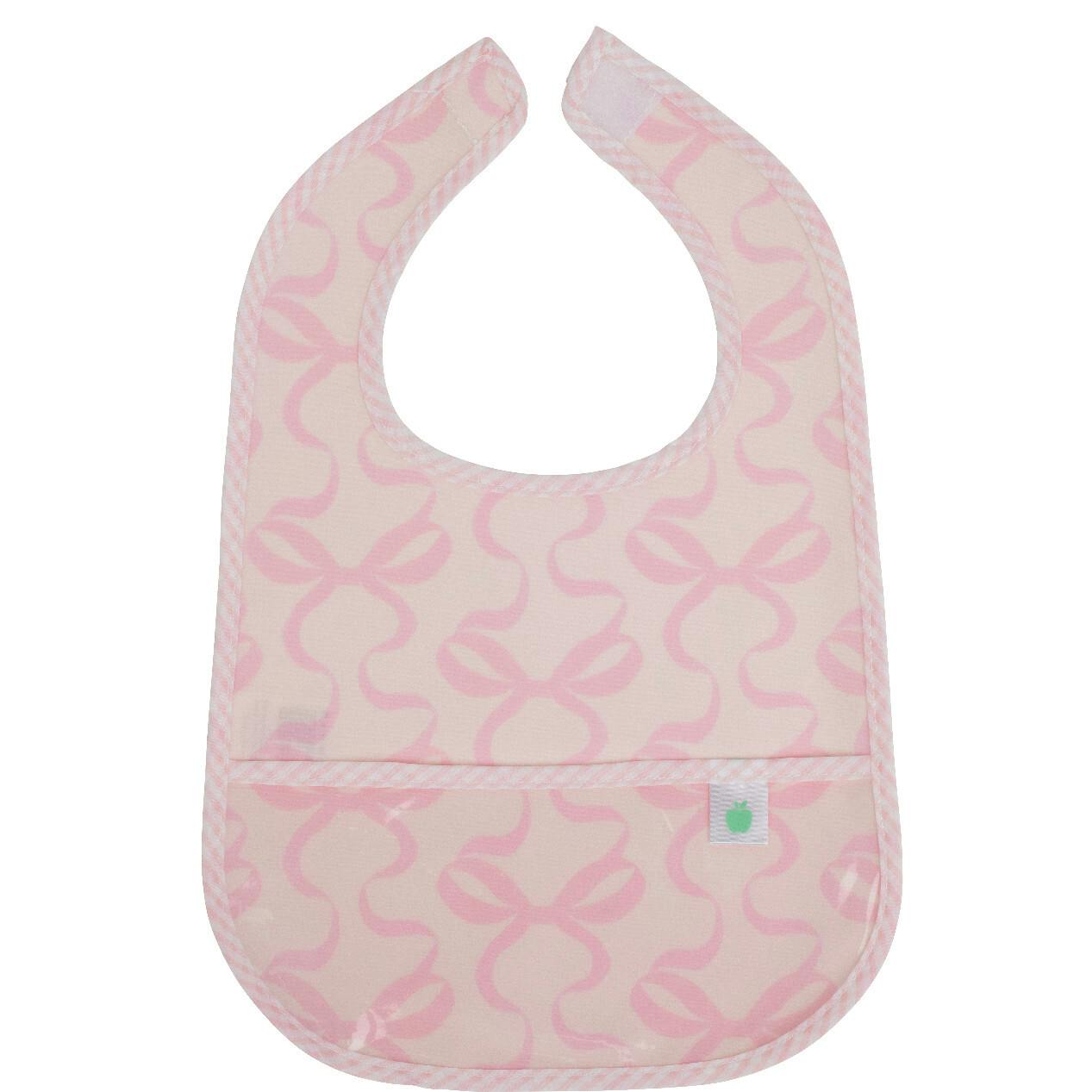 The Wipe It Bib in Bows on Pink