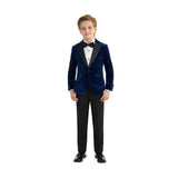 Blue Velvet Suit with Black Accents