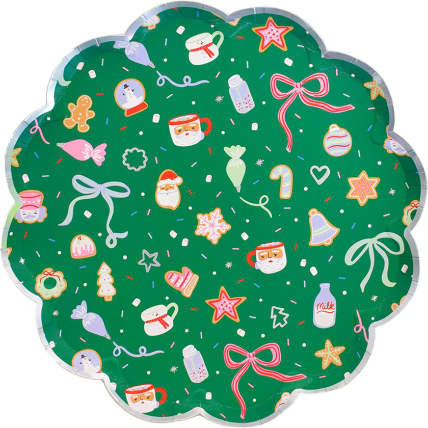Baking Spirits Bright Dark Green Scalloped Large Plates
