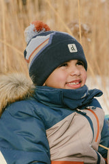 Winter Knit Hat With Pompom Blue Mountain Jacquard