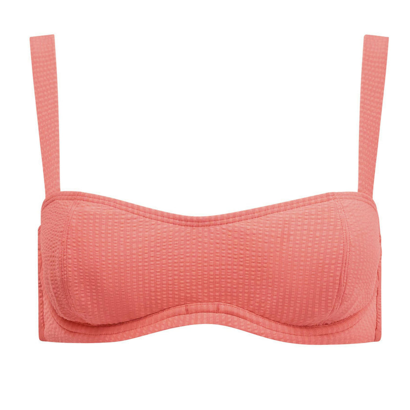 women's sailor red seersucker bandeau bikini top