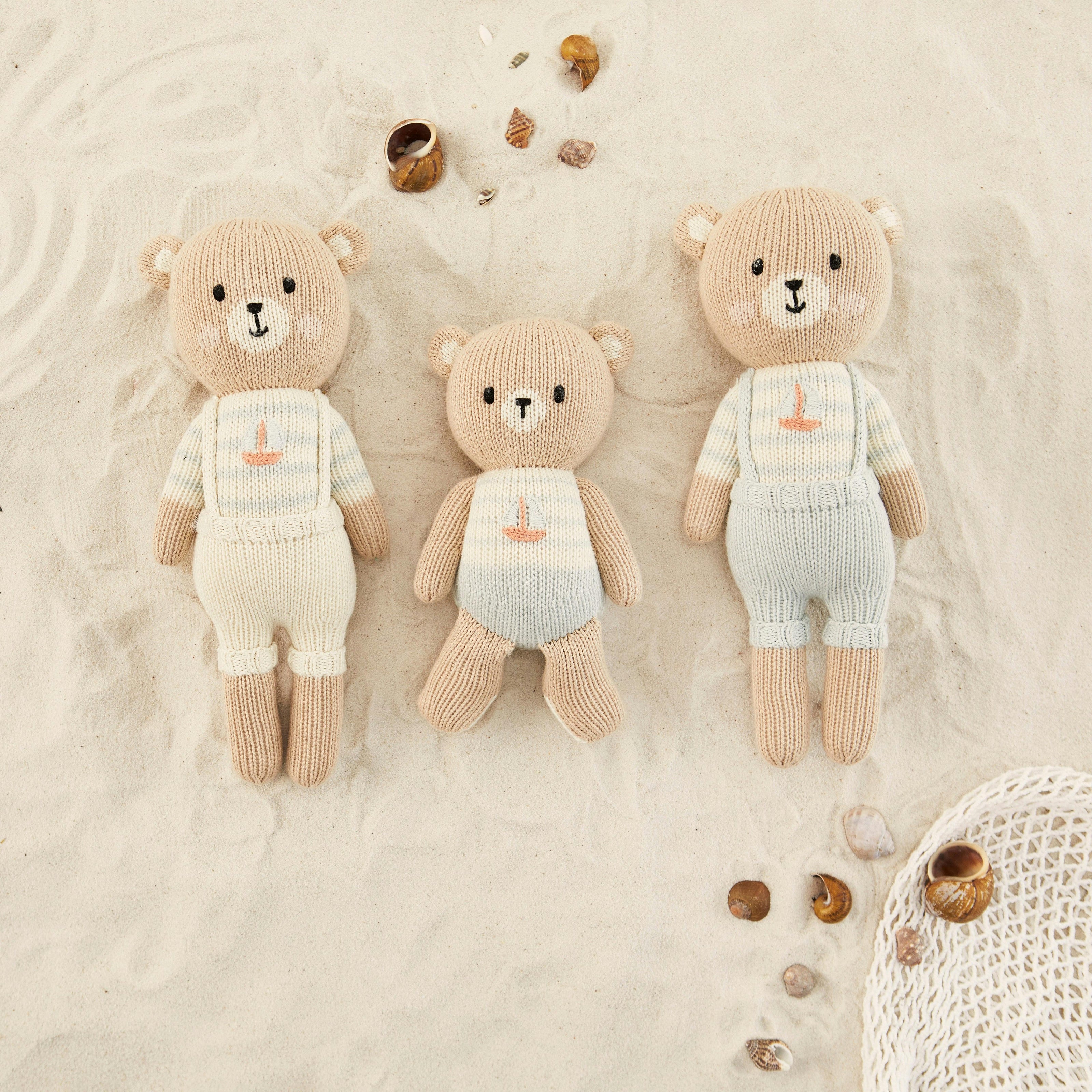 Arthur the bear with sailboat Light blue & Natural - 11