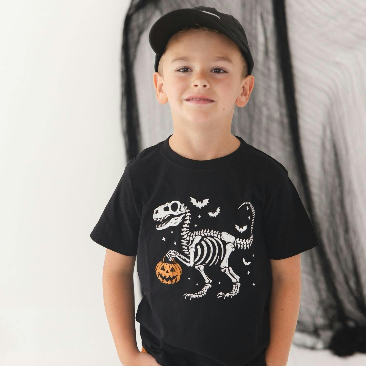 Dinosaur Skeleton Halloween Short Sleeve T-Shirt