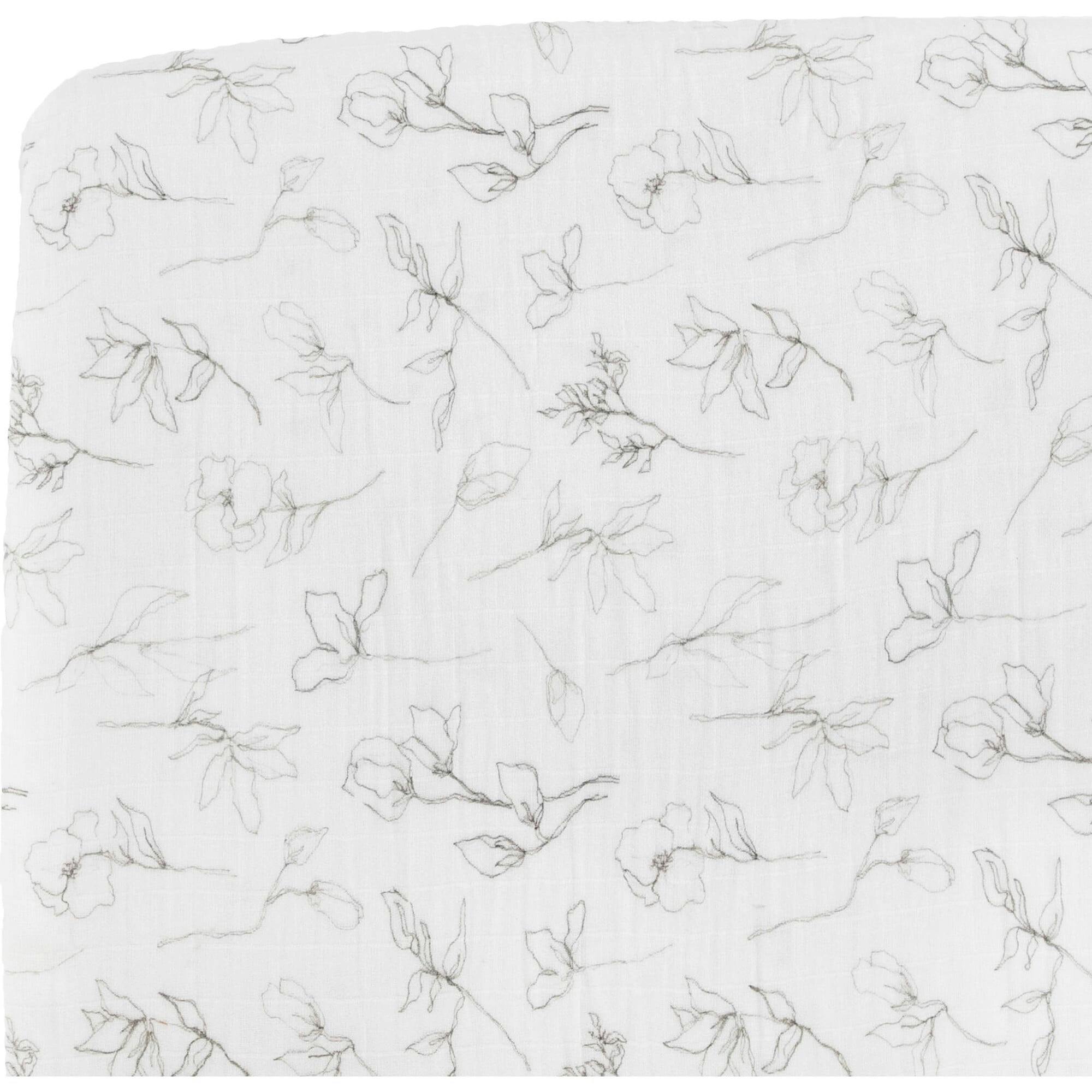 Organic Cotton Muslin Crib Sheet - Pencil Floral
