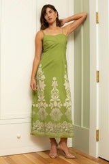 Carlie Green Ivory Lace Floral Midi Dress