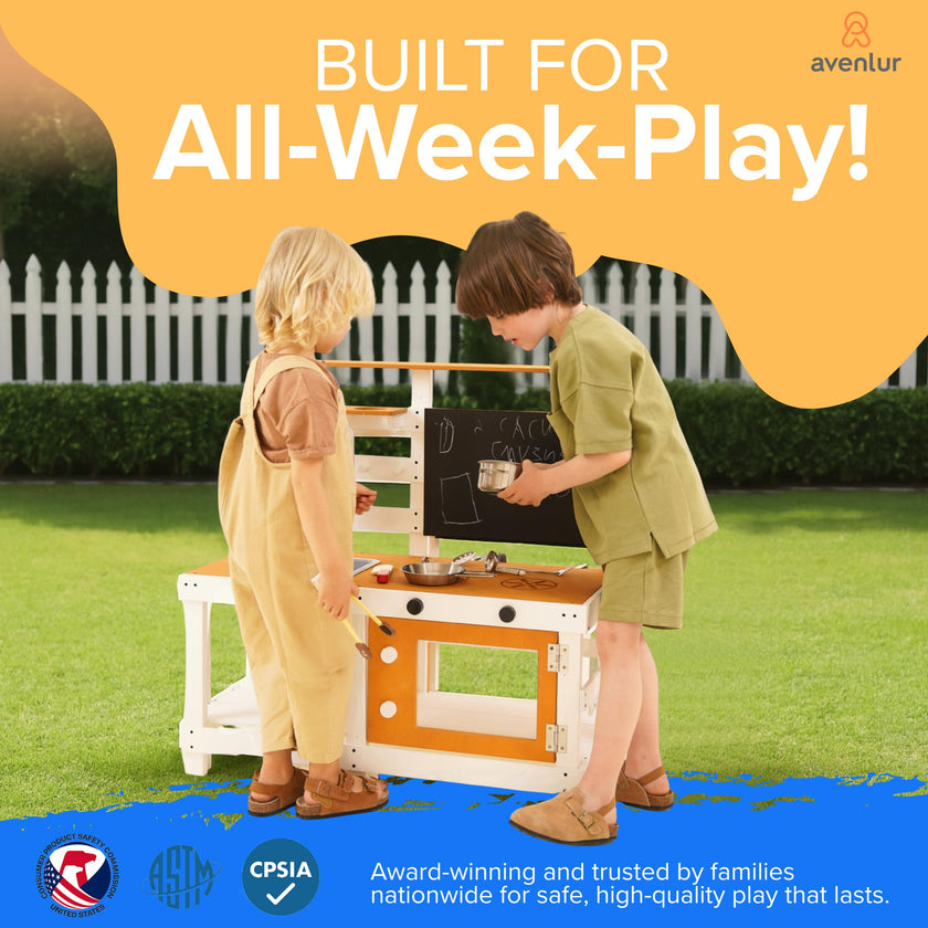 Avenlur Woodland Mud Kitchen – Montessori Outdoor Wooden Play Kitchen