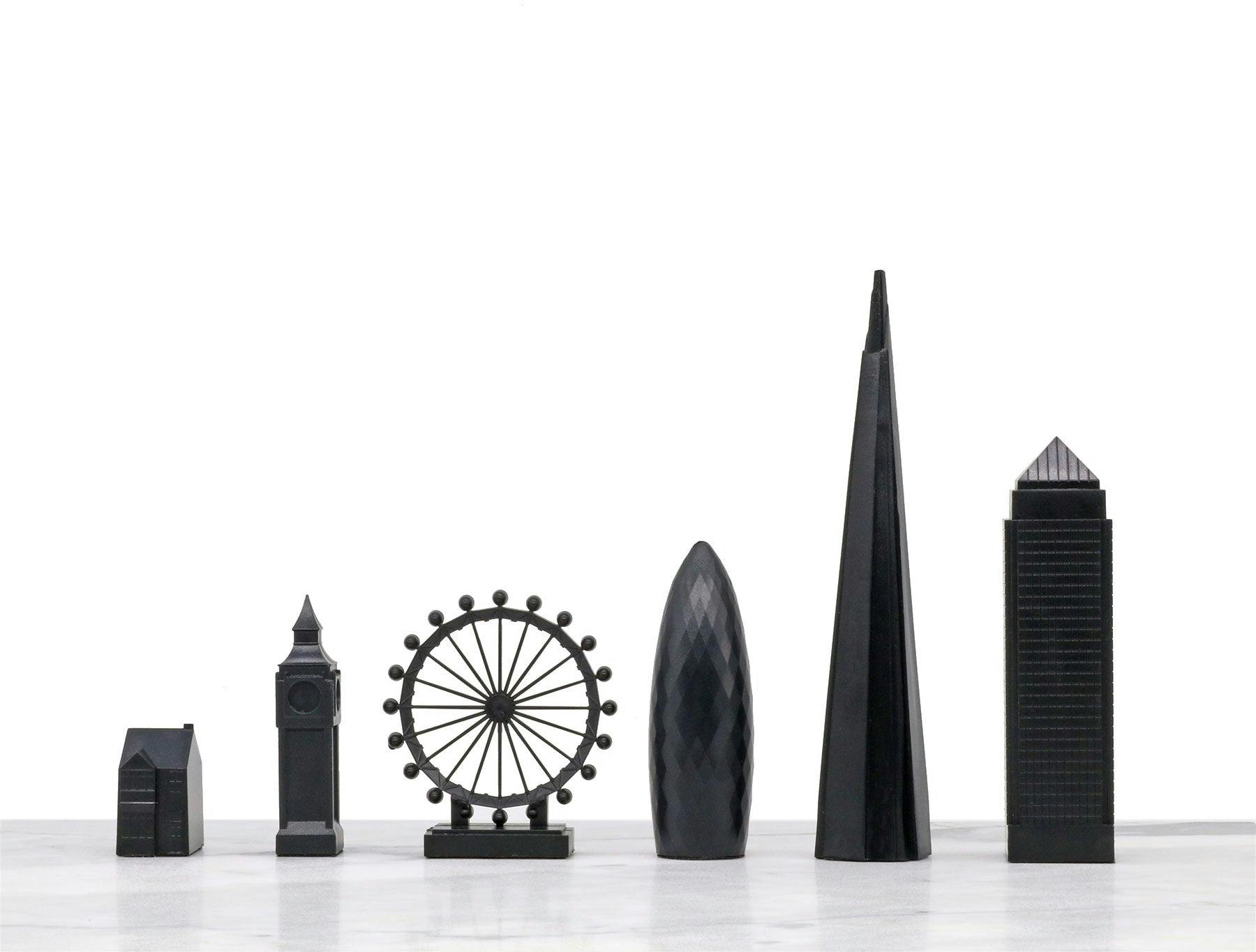 Chess Set Acrylic LONDON vs NEW YORK with B/W Hatch Board